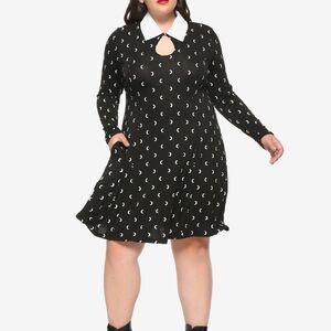 Hot Topic Moon Print Long-Sleeve Collared Dress- Size 3x- READ DESCRIPTION